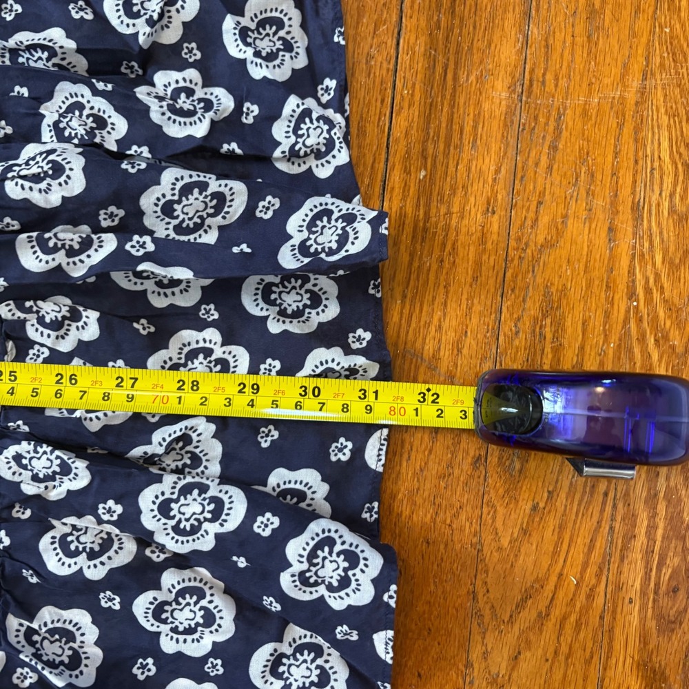 Anthropologie Womens XS Mini Dress Navy Blue Floral Tiered Flutter Sleeve - Picture 6 of 6